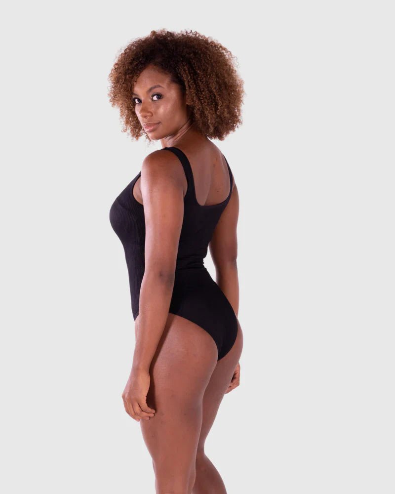 Square Neck Ribbed Bodysuit - Zandorue