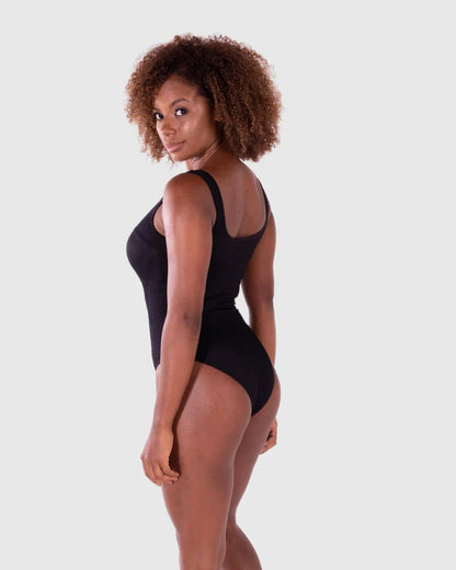 Square Neck Ribbed Bodysuit - Zandorue