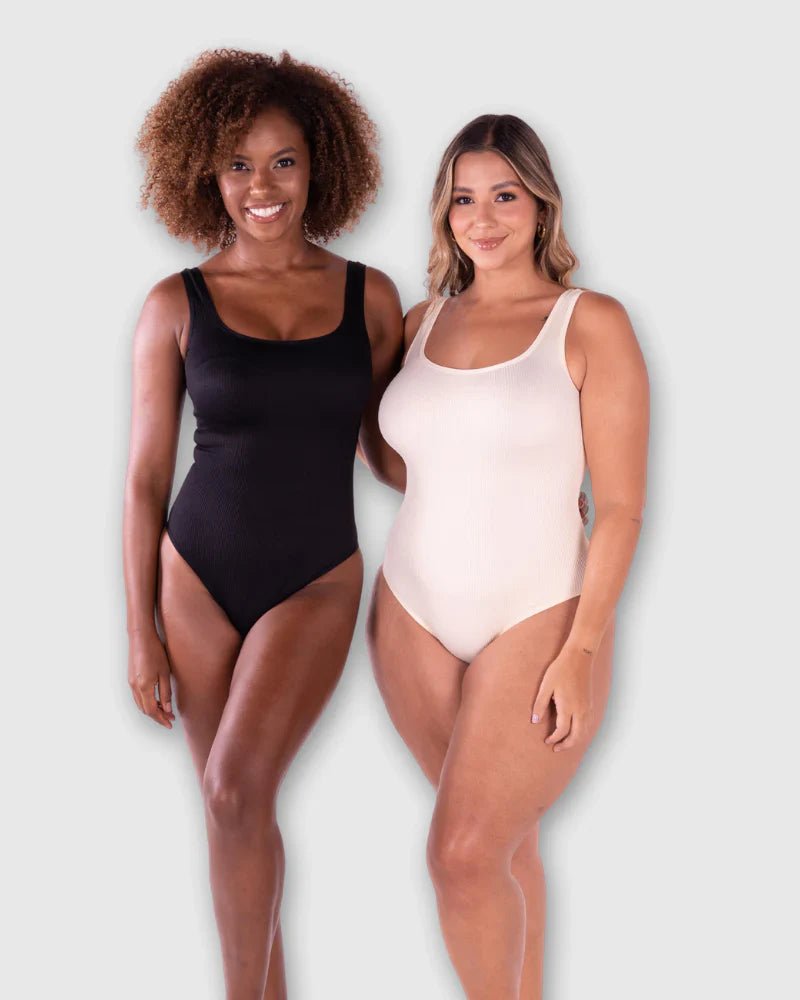 Square Neck Ribbed Bodysuit - Zandorue