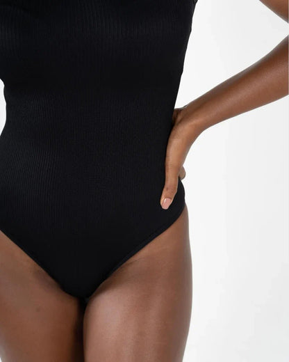 Square Neck Ribbed Bodysuit - Zandorue