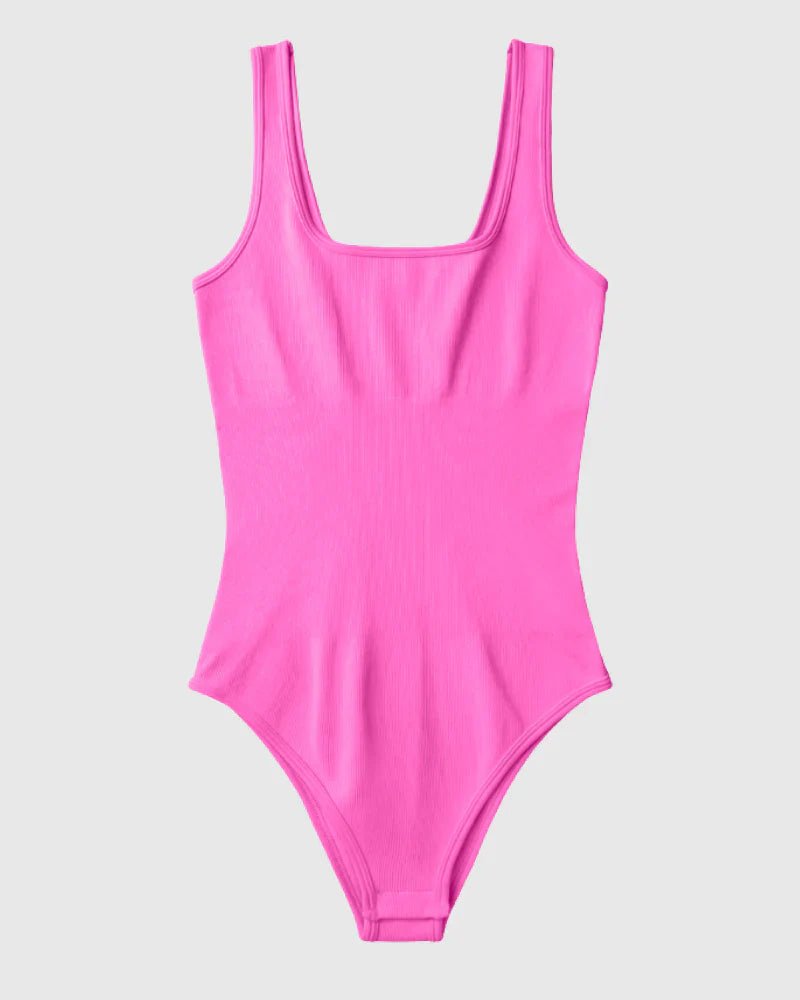 Square Neck Ribbed Bodysuit - Zandorue
