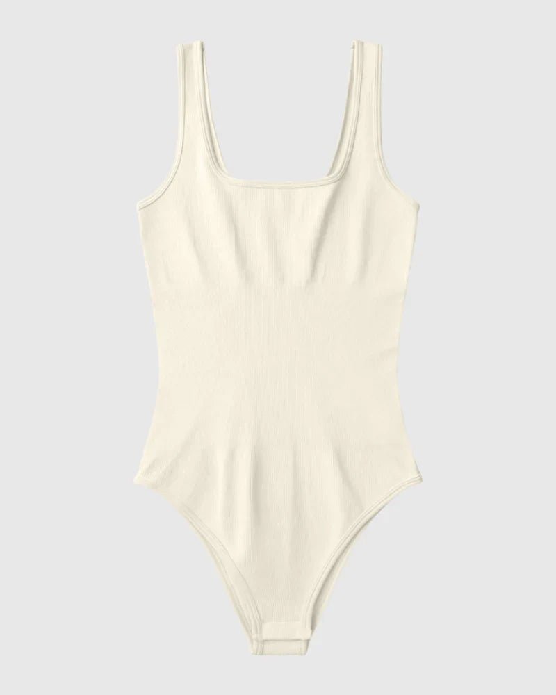 Square Neck Ribbed Bodysuit - Zandorue