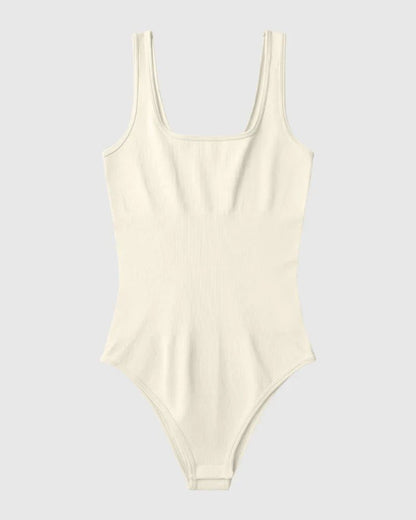 Square Neck Ribbed Bodysuit - Zandorue