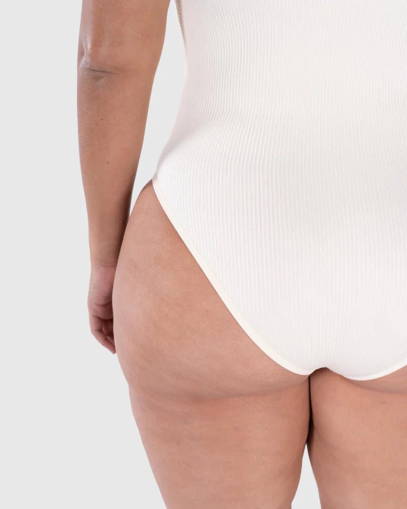 Square Neck Ribbed Bodysuit - Zandorue