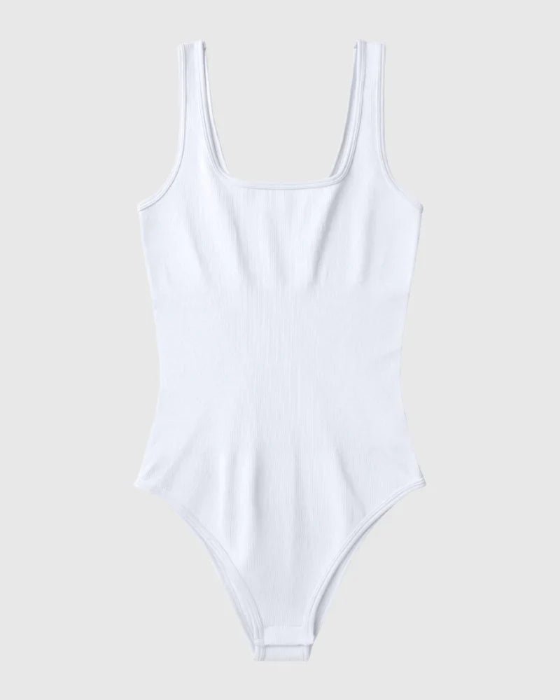 Square Neck Ribbed Bodysuit - Zandorue