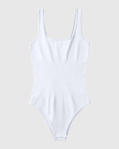 Square Neck Ribbed Bodysuit - Zandorue